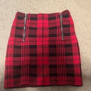 SHEIN Red and Black Plaid Pencil Skirt